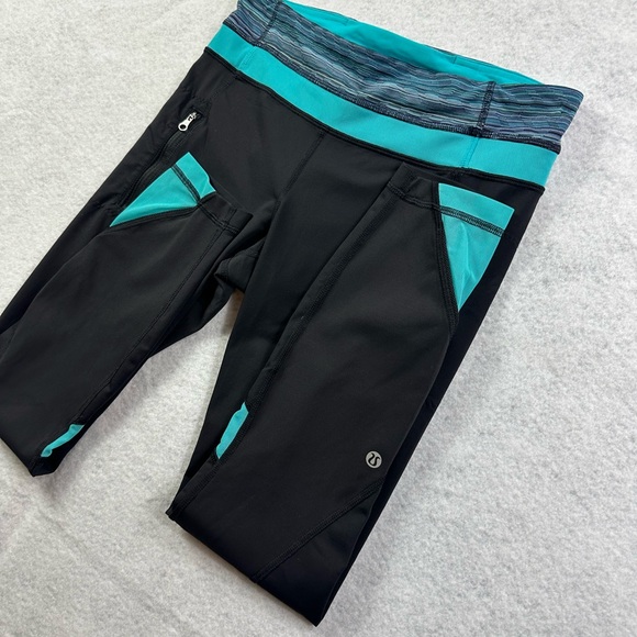 Lululemon Inspire Tight II Black Space Dye Twist Naval Blue Peacock Blue Size 8 - Picture 5 of 5